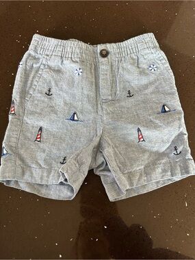 Janie and Jack Light Blue Nautical Embroidered Shorts